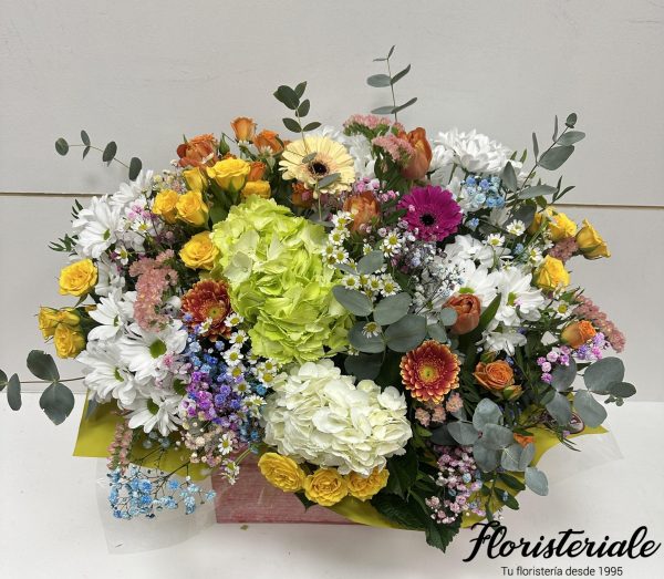 CAJITA MADERA Y FLORES DE CAMPO