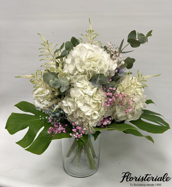 HORTENSIAS CON JARRON CRISTAL